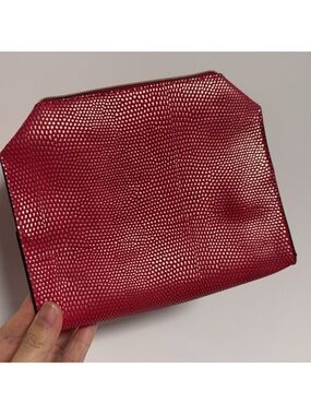 NEW estee lauder red lizard  Faux Leather cosmetics travel bag/makeup bag